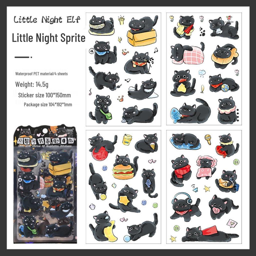 Soft Cat Collection: Transparent Waterproof PET Stickers for Girls' DIY Scrapbooking & Diary - Cute Pet Designs