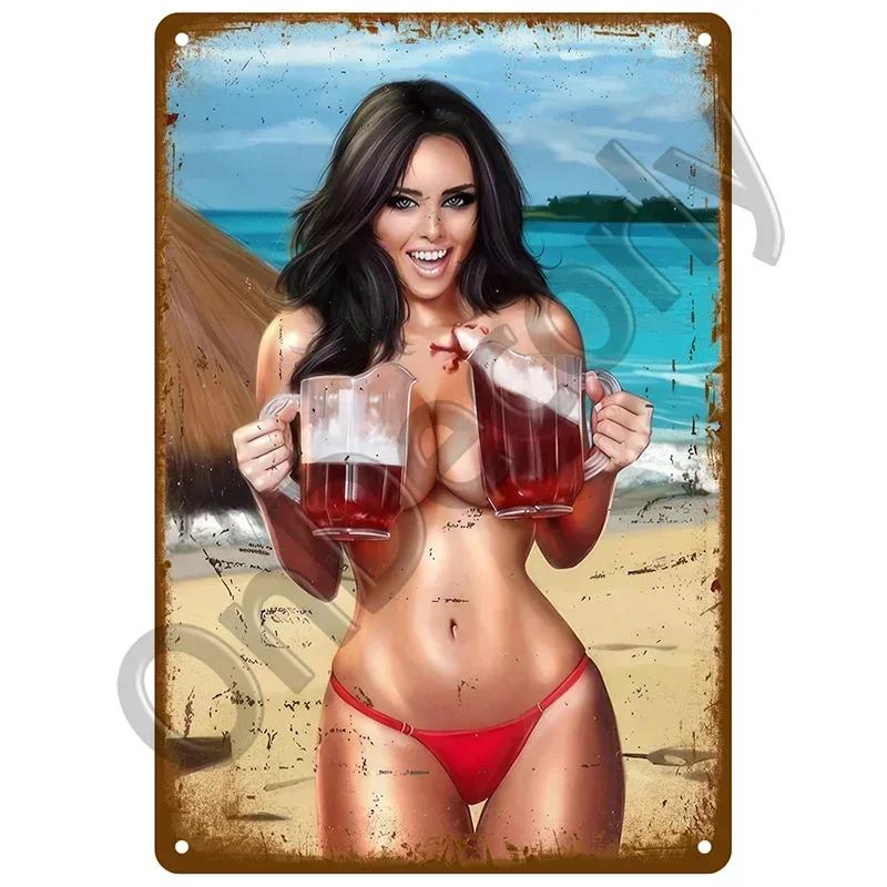 Retro Drink Plaque Art  Beer Wine  Whiskey Decor for Bars  Man Caves