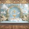 Elegant Religious Golden Holy Grail White Dove Banner Background, Wedding Scene, Birthday Party Decoration Photography Backdrop