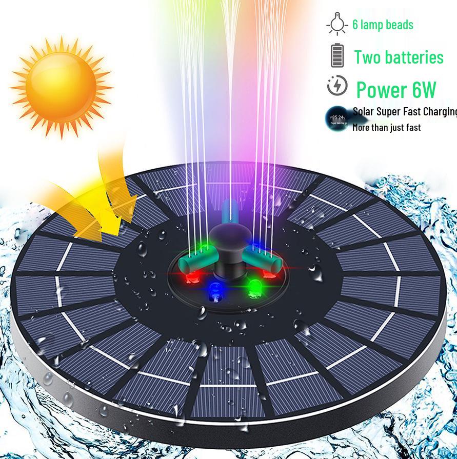 

Outdoor Solar Fountain: 4W/6W Floating Water Feature with Energy Storage for Gardens and Courtyards 4W + Rotating Nozzle + 6-piece Nozzle Set