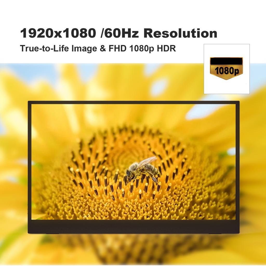 15,6 Zoll FHD 1080P Laptop-Monitor IPS-Bildschirm Tragbarer externer Gaming-Monitor Plug & Play mit PU