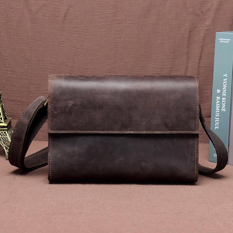 

Мужская сумка ручной работы в стиле ретро с верхним слоем из воловьей кожи Mad Horse. Повседневная сумка через плечо. Минималистичная сумка из натуральной кожи. Модная сумка почтальона.