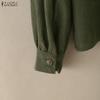 ZANZEA Women Casual Turn Down Collar Long Sleeve Loose Corduroy Blouse