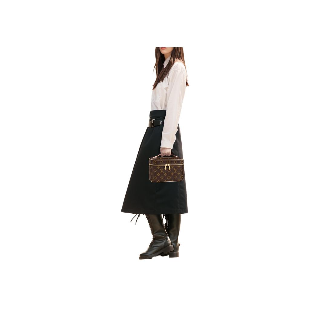 Louis Vuitton Pěkný Elegantní Tvar Lv Monogram Kovová Hlava Zipu Potahované Plátno Kosmetická Taška Kabelka Mini Dámské Kabelky Hnědá M44495