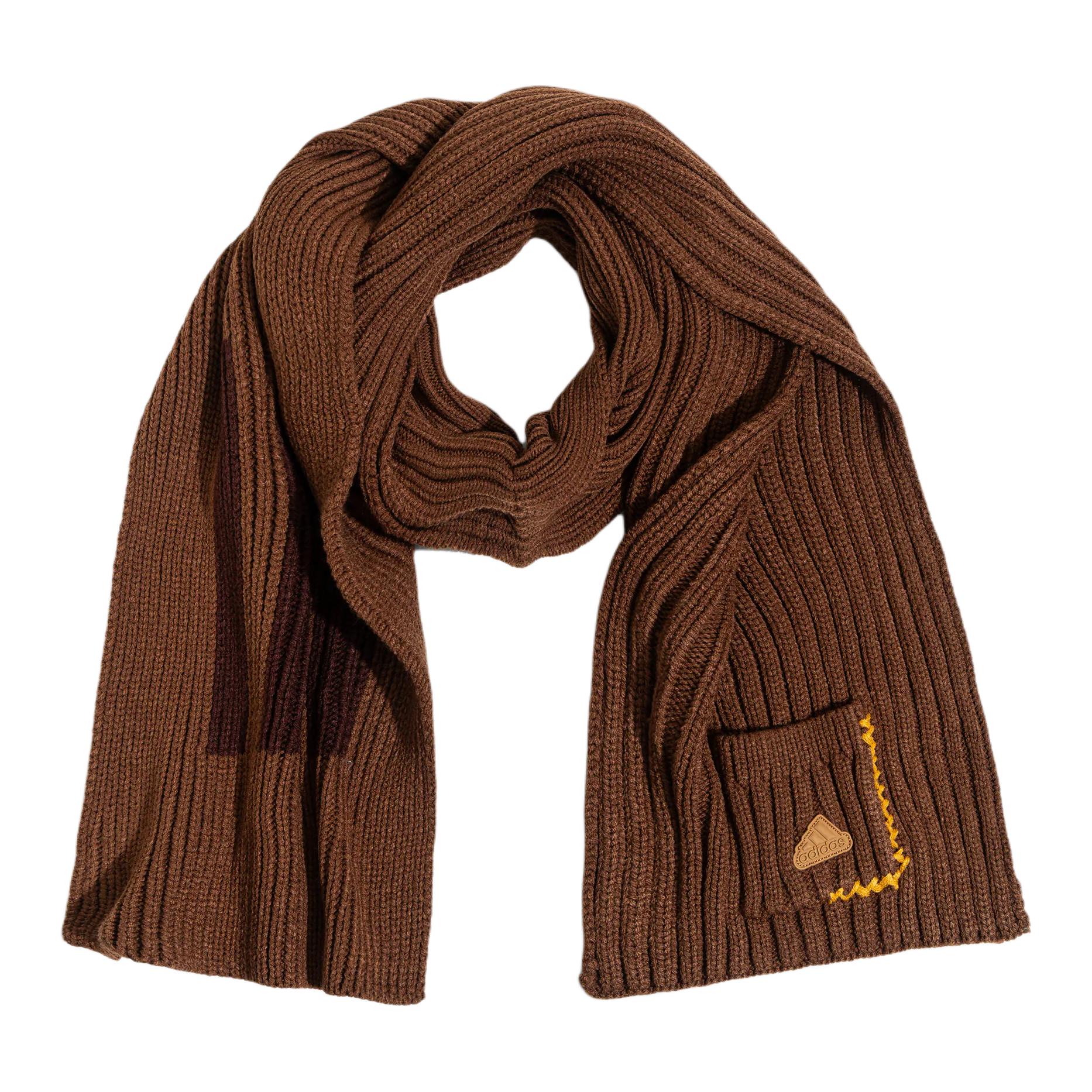 Adidas Acrylic Knit Scarves Unisex Brown JW1642 F