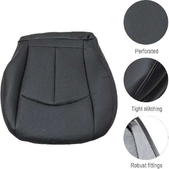 GXARTS Driver Side Bottom Lower Replacement Perforated Leather Seat Cover Black Compatible with Mercedes Benz E63 E280 E300 E320 E350 E500 E550 2003