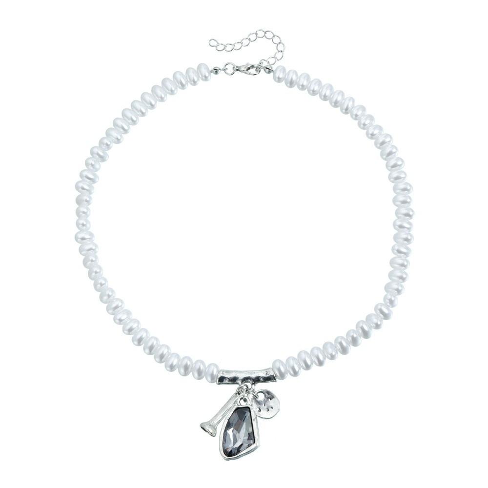 Irregular Rhinestone Necklace Dark Grey Women Jewelry Vintage Earrings Bracelet Party