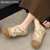 Suede Shallow Women Flats Mary Janes Shoes Short Plush Designer Buckle Winter Cotton Shoes 2025 Trend New Warm Femme Chaussures
