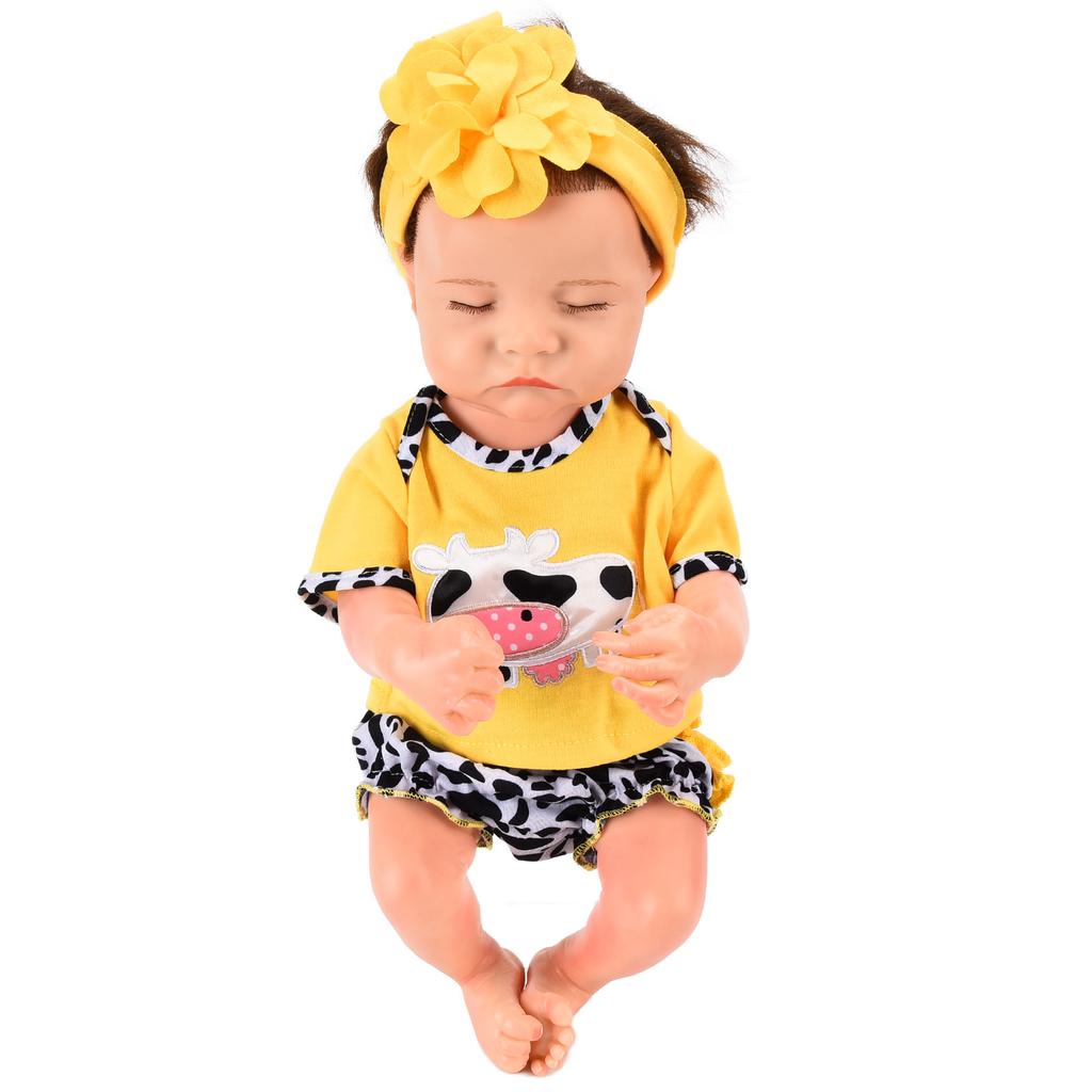 Reborn Säuglingspuppe 18 Zoll Lieblich Lebensecht Neugeborenes Baby Puppe mit Haarband Kinderspielzeug Geschenk