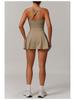 Recycled Anti-Exposure Twisted Design Tennis Dress with Cross Hollow Back and Skirt Hem