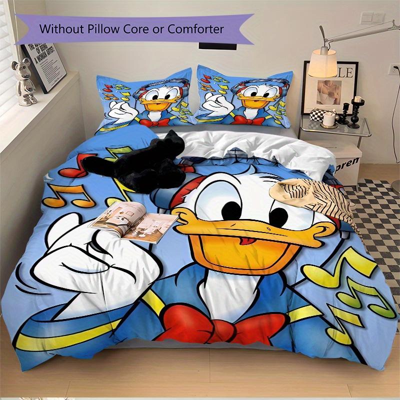 3pcs Donald Duck Music Notes Headphones Printed Quilt Set Soft and Comfortable Quilt Cover for Bedroom, Guest Room Bedding Set S036