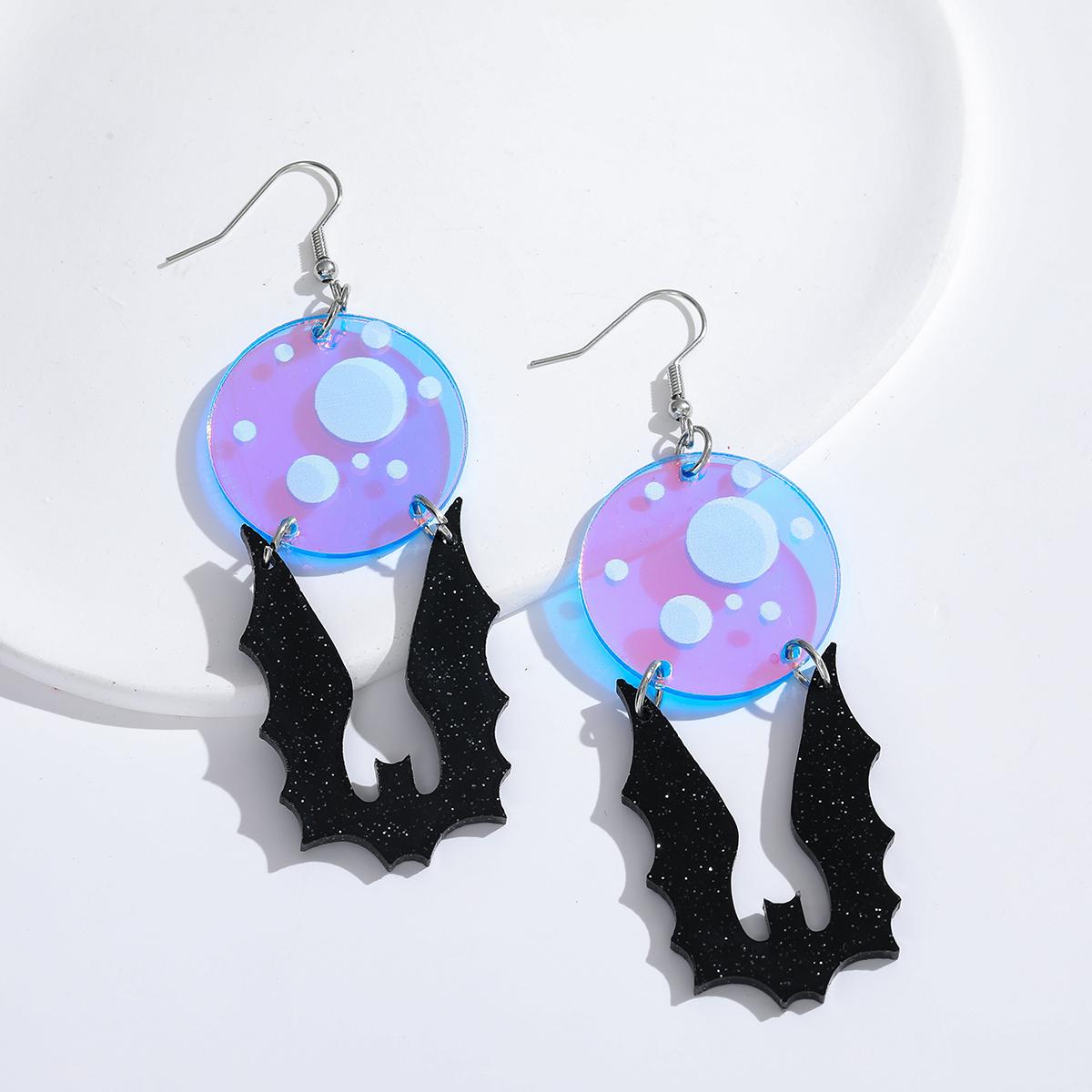 1pair Halloween Skeleton Cat Design Dangle Earrings Cartoon Cute Style Acrylic Jewelry Ghost Festival Earrings бронзовый