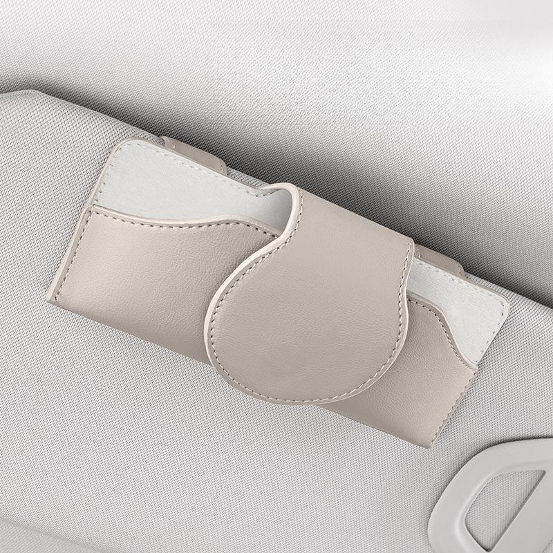 

Sun Glasses Holder Durable Sun Visor Sunglasses Storage Box Convenient Universal Car Interior Accessories for Vehicle бежевий