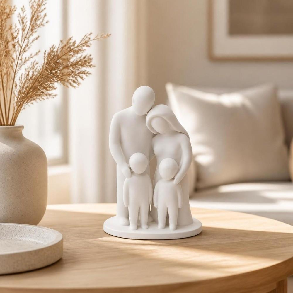 3D Printed Parent Child Statue Family Of Three Abstract Family Sculpture Bedroom Decor