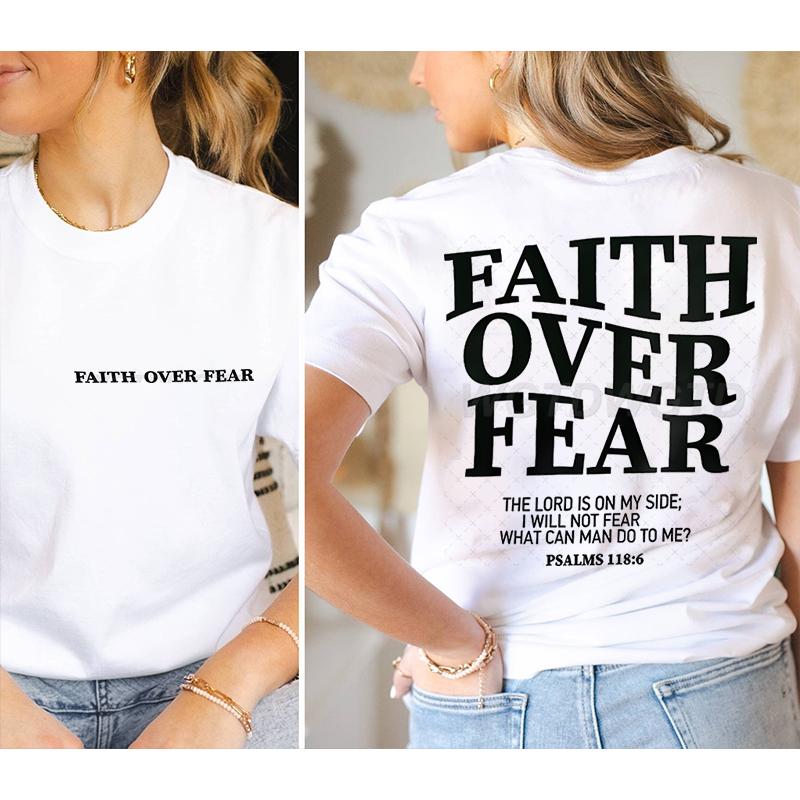Faith Over Fear Christian T-shirts for Men Women Teen Boy Girl Summer Clothes Trendy Gift for Christian Faith Merch T-shirt Tops