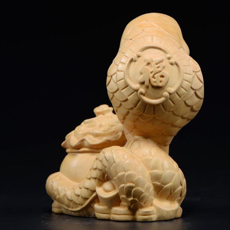 Cypress Wood Carving Snake Ornament, Solid Wood Carving Lucky Transfer Zodiac Snake Hand Piece Home Decoration Crafts Figurines