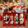 4Pcs Wood Christmas Nutcracker Soldier for Holiday Decor Decorative Portable Handcrafted Xmas Gift Collection Tabletop Ornament