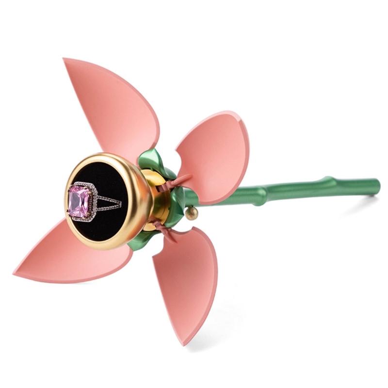 Automatic Opening Rose Shape Jewelry Box Jewelry Rings Organizers Suitable for Rings and Pendants with Elegant Design