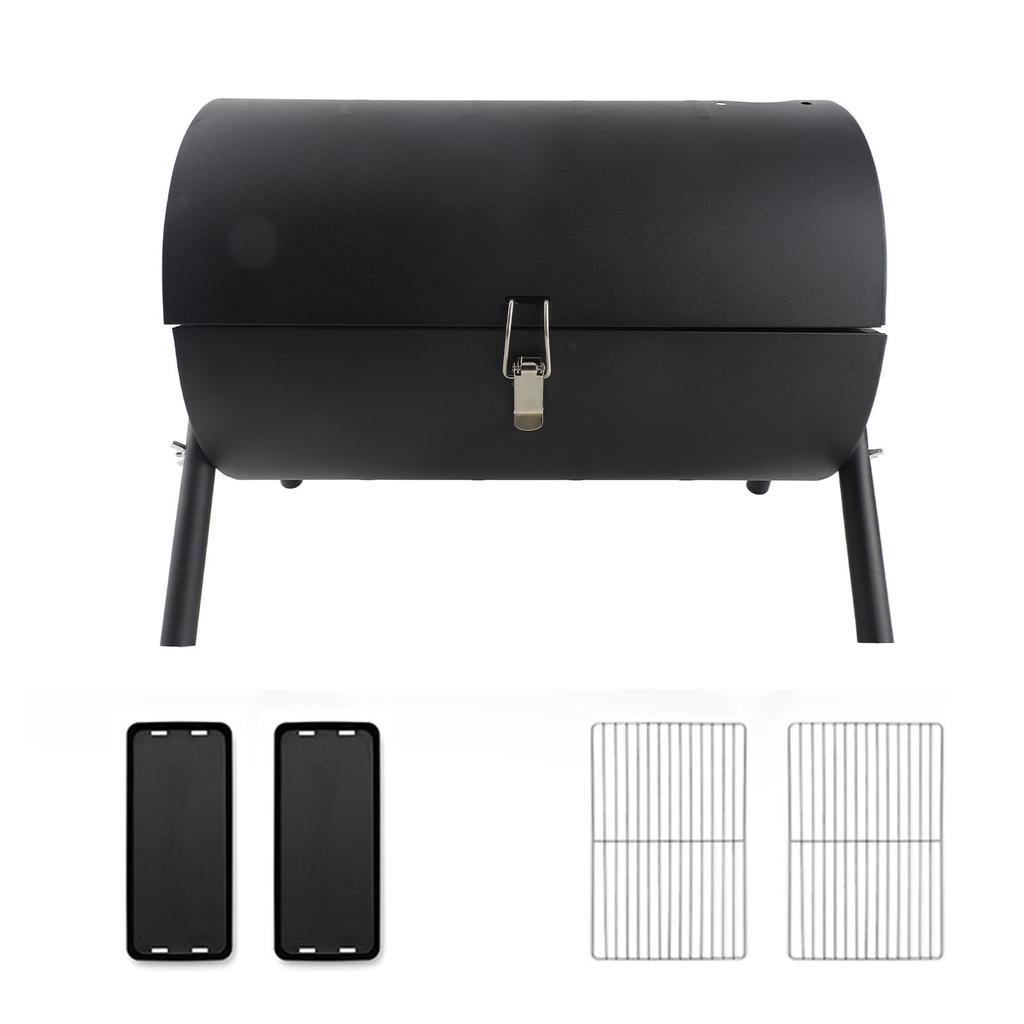 Charcoal Barbecue Grill Portable Smoke Free Double Sided Metal Charcoal BBQ Grill for Camping Picnics Parties Black