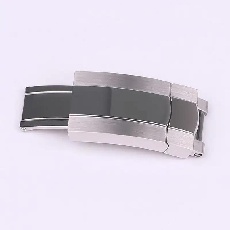 16X9MM Solid Stainless Steel Folding Buckle for Rolex Submariner Oysterflex Daytona GMT Watch Band Strap Deployment Clasp