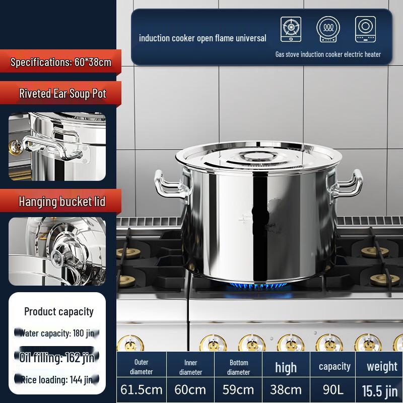 Andytai 304 Stainless Steel Commercial Soup Pot with Lid