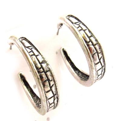[J7187] - Silver 'Cunégonde' Designer Hoop Earrings
