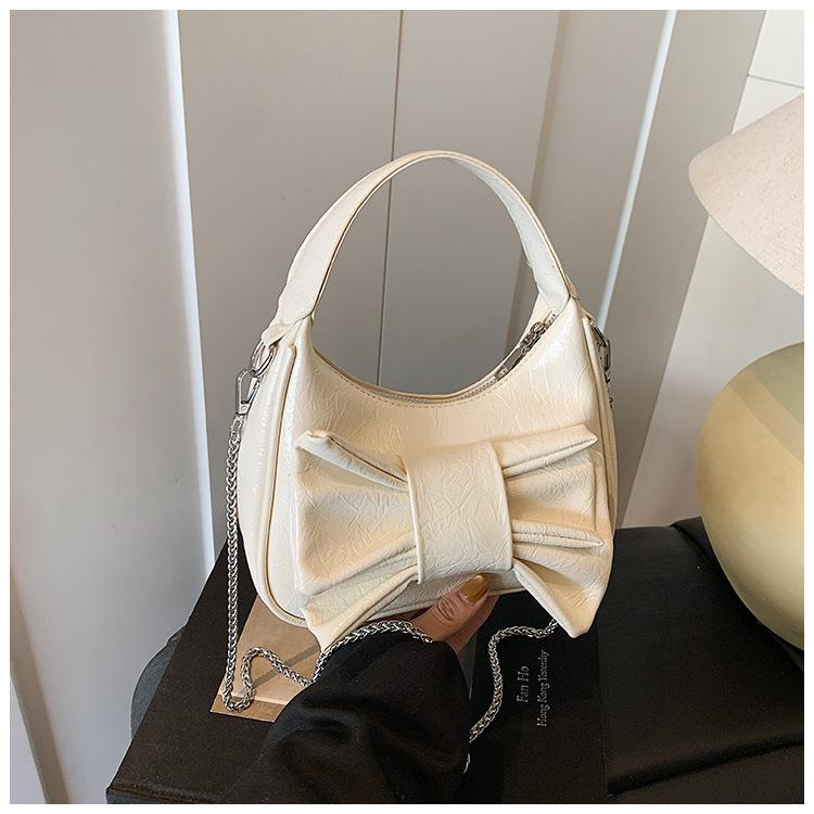 

Summer new niche crescent bag 2025 fashion trend casual ladies texture shoulder messenger bag білий
