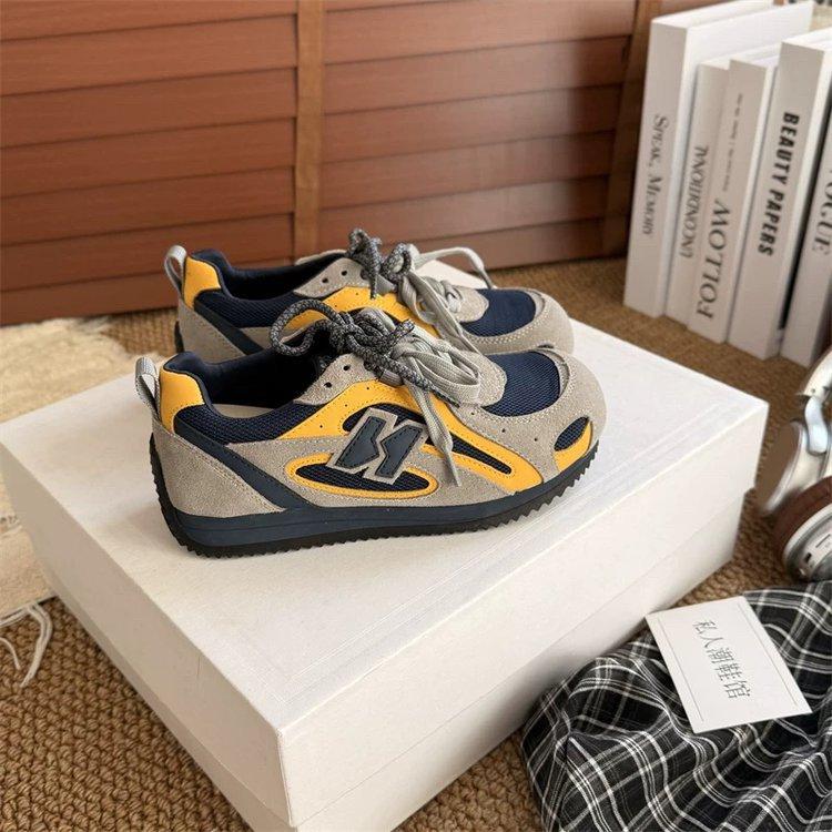 Leather Platform Mesh Forrest Gump Shoes Women's 2025 Autumn New Retro Red Forrest Gump Shoes Round Head Casual Sports Shoes