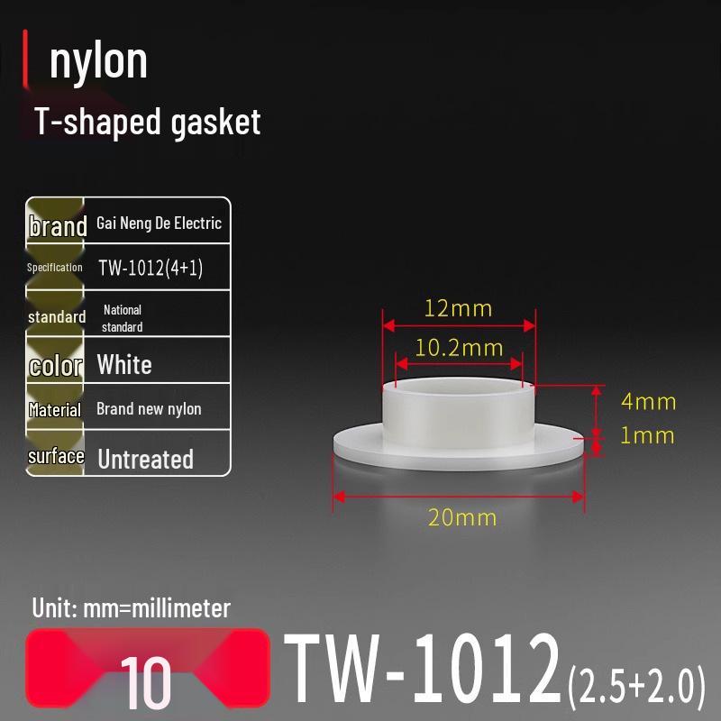T-shaped Nylon Gasket Ring Screw Shaft Sleeve, Round Concave-Convex Insulation Pad, M2-M35