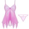 Damenmode Spitze Dessous V-Ausschnitt vorne Babydoll Mesh Nachtwäsche Outfits mit Slip Outfits Sexy Kleid Nachthemd