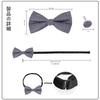 [BRMM MIA] Men's Bow Tie Set - One-Touch Paisley Pattern, with Pocket Square, Perfect for Weddings, Easy Hook Closure, Gift (01 Grey Stripe)