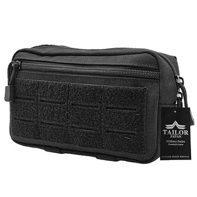TAILOR JAPAN Men's Tactical Pouch, Multi-Functional Pouch for Small Items, Molle Thread, 1000D Nylon, Black