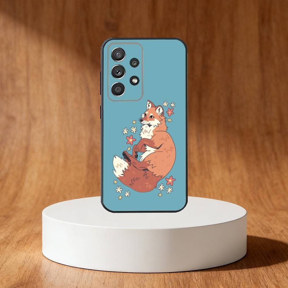 Cute Fox Cartoon Phone Case For Samsung S25,S24,S21,S22,S23,S30,Ultra,S20,Plus,Fe,Note,10,9,5G Black Cover