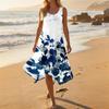 Vestido Midi Casual de Moda para Mujer, Cuello Redondo, Sin Mangas, Dobladillo Irregular