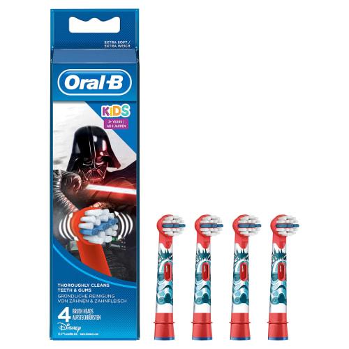 Braun Oral-B Electric Toothbrush, Sumizumi Clean Kids, Soft, Replacement Brush Tips (4 Brushes), Red, Star Wars Design