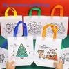 Cartoon Christmas Diy Graffiti Bag Handmade Painting Non-Woven Bags for Children Arts Crafts Color Filling Handbag Xmas Gift
