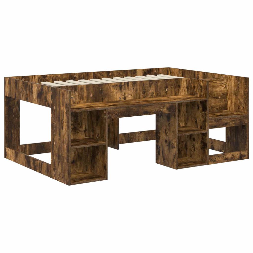 Children s Bed Frame with Storage Space Smoked Oak 80 x 160 cm