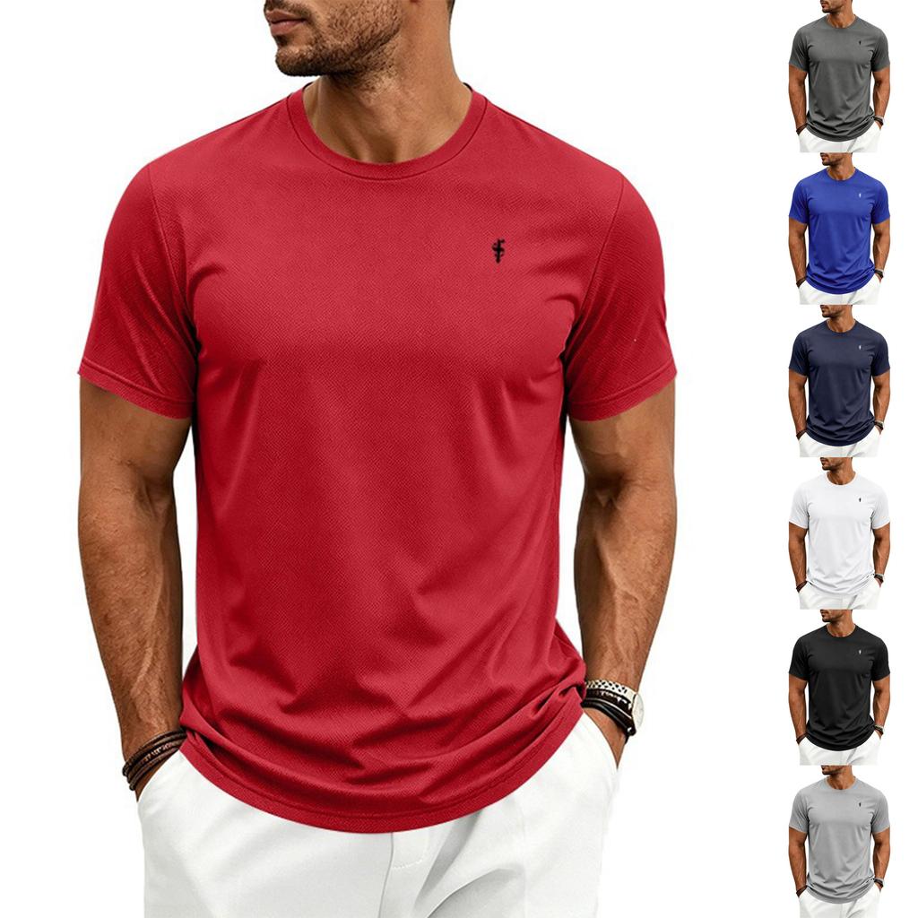 Men's Quick Dry Plus Size Athletic T Shirt with Music Note Print Crew Neck Short Sleeve Lightweight Top
