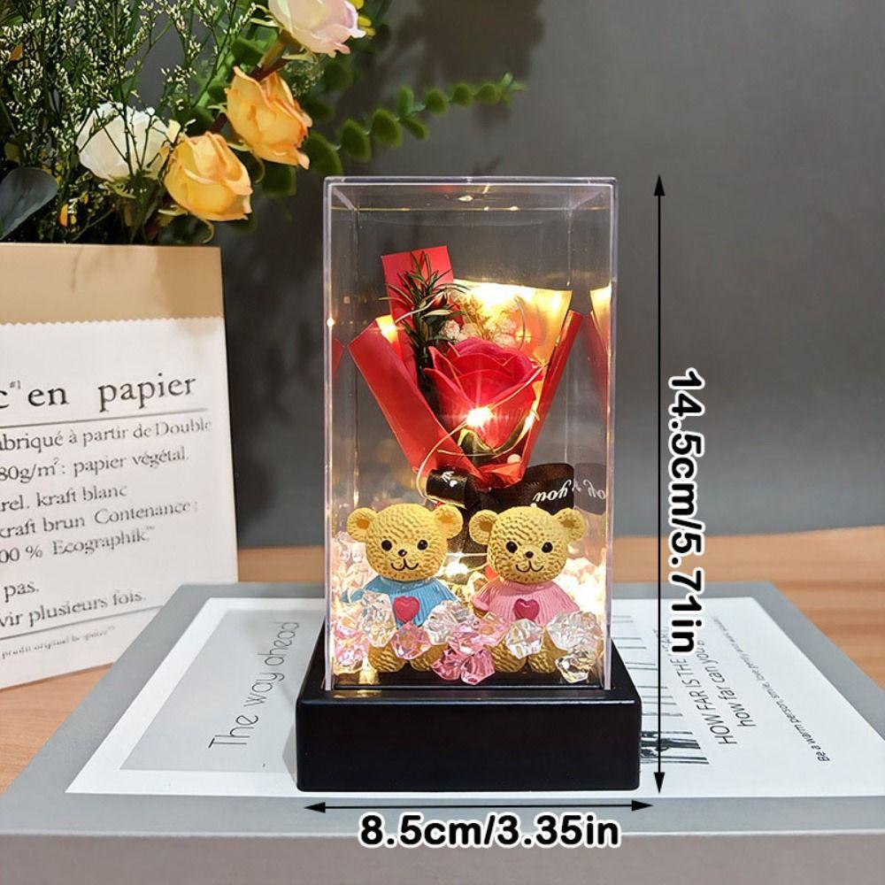 LED Preserved Lampshade with Transparent Cover Square LED Luminous Preserved Flower Cover Soap Bouquet