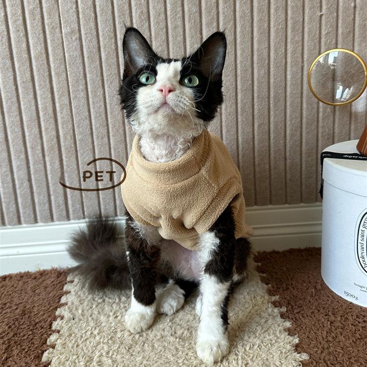 Pet Double-sided Fleece Thickened Vest Clothes for Winter Kitten Small Kitten Stuff Apparels Hairless Cat Clothing Dog Sweater