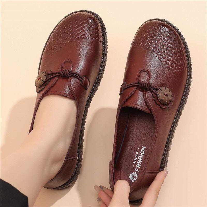 

Мокасины из натуральной кожи высшего качества Женские весенние плетеные балетки Большой размер 41 Бабушкины Мамины Уютные лоферы Мягкая подошва CN 36 вино красного