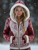 Damen Schneeflocke 3D-Druck Flanell Reißverschluss Kapuzenjacke Winter Warm Fleece Hoodie Lässiger Langarmmantel S-5XL