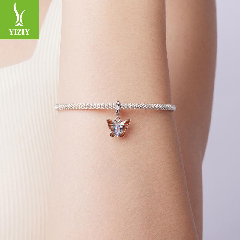 Mori Small Fresh S925 Sterling Silver Butterfly Pendant Charm Smart Insect Diy Beaded Accessories