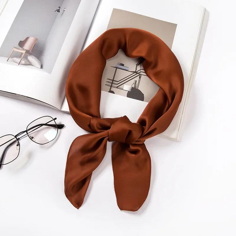 Satin Scarf Women 70cm Solid Color Smooth Surface Head Scarves Square Fashion Neck Accessories For Ladies Bag Scarf Wholesale