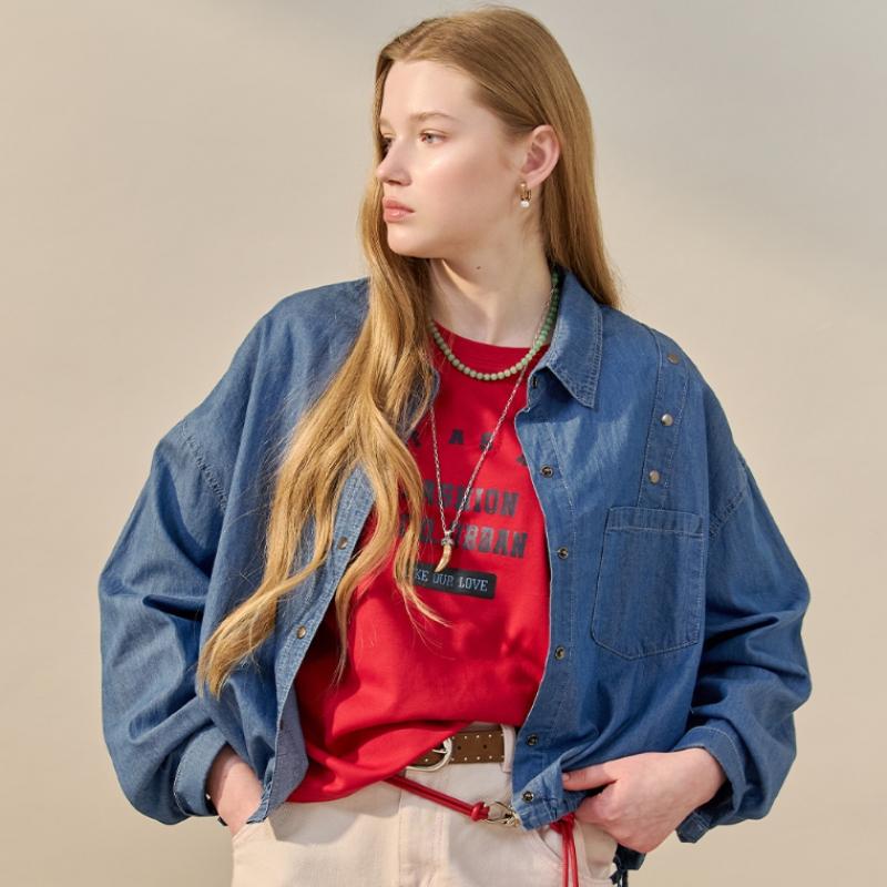 Maxza Stud Point Blouson Denim Shirt Zf03qj006nh