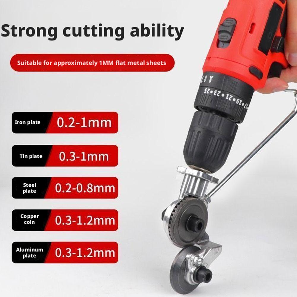 Stainless Steel Plate Cutter Electric Drill to Metal Shearer Converter Attachment for Iron Copper Aluminum with Titanium Gears