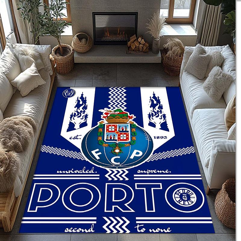 FC Porto Printed Flannel Area Rug Non Slip Soft Polyester Floor Carpet Indoor Decor Mat for Bedroom Living Room Sofa