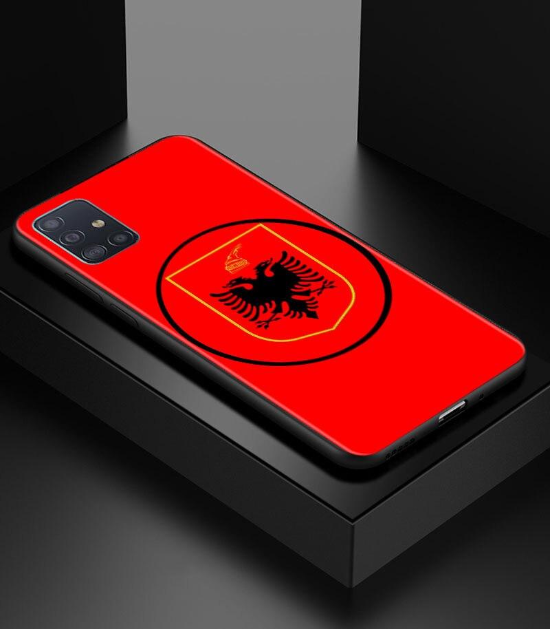 Albania Flag Bear Skeleton Phone Case for Samsung Galaxy A51 A71 A21S A12 A11 A31 A52 A41 A32 5G A72 A02S Silicon Back Cover