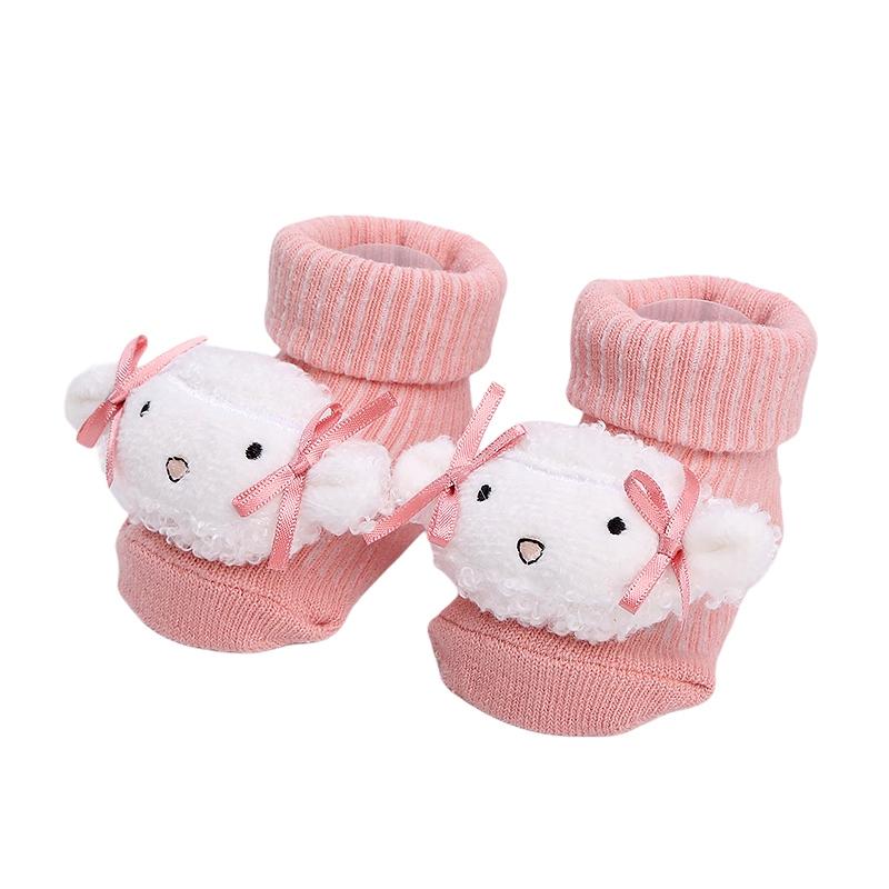 Baby Cotton Socks for Boy and Girls 0-12M Lovely Plush Cartoon Lion Decor Socks Infant Soft Skin-Friendly Absorbent Casual Socks