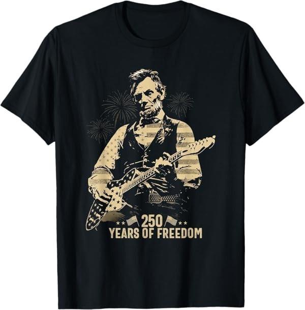 Abraham Lincoln Abe Lincoln Playing Guitar 250 Years Freedom T-Shirt S разноцветный